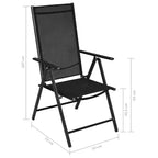 Set da Pranzo Pieghevole da Esterno 5 Pezzi – Tavolo Quadrato e 4 Sedie, Nero
