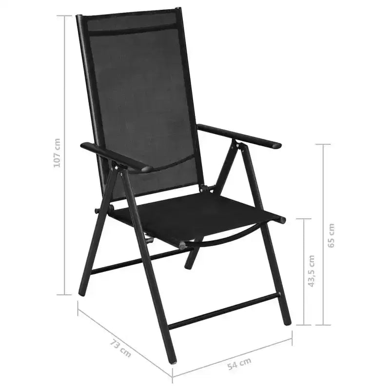 Set da Pranzo Pieghevole da Esterno 5 Pezzi – Tavolo Quadrato e 4 Sedie, Nero