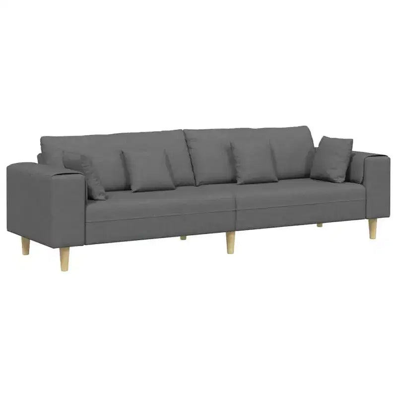Fabric Sofa with Cushion - Dark Gray Without Ottoman