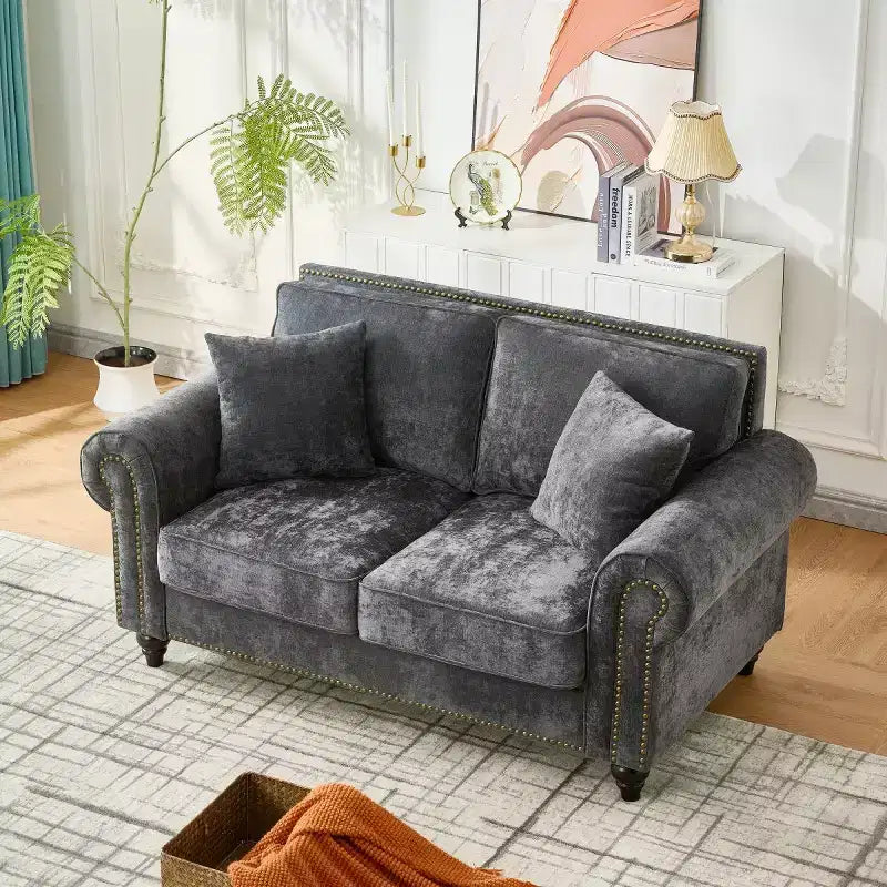 Divano Chesterfield a 2 Posti da 160 cm con Braccioli Arrotondati e Gambe in Legno
