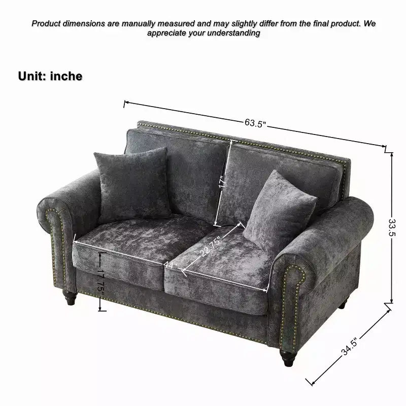 Divano Chesterfield a 2 Posti da 160 cm con Braccioli Arrotondati e Gambe in Legno