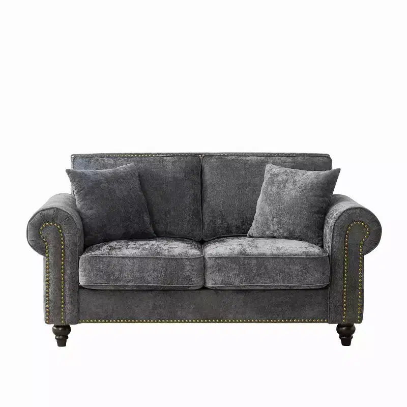 Divano Chesterfield a 2 Posti da 160 cm con Braccioli Arrotondati e Gambe in Legno
