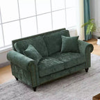 Divano Chesterfield a 2 Posti da 160 cm con Braccioli Arrotondati e Gambe in Legno