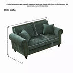 Divano Chesterfield a 2 Posti da 160 cm con Braccioli Arrotondati e Gambe in Legno
