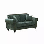Divano Chesterfield a 2 Posti da 160 cm con Braccioli Arrotondati e Gambe in Legno