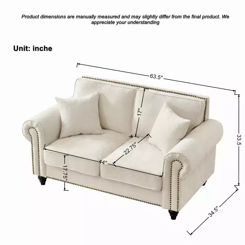 Divano Chesterfield a 2 Posti da 160 cm con Braccioli Arrotondati e Gambe in Legno