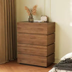 Luck Live Farmhouse 4-Drawer Nightstand, Bedroom Storage Dresser, Tall Bedside Cabinet walnut color