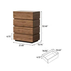 Comodino con 4 cassetti stile rustico, Cassettiera per la camera da letto, Comodino alto, Colore noce