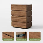 Comodino con 4 cassetti stile rustico, Cassettiera per la camera da letto, Comodino alto, Colore noce