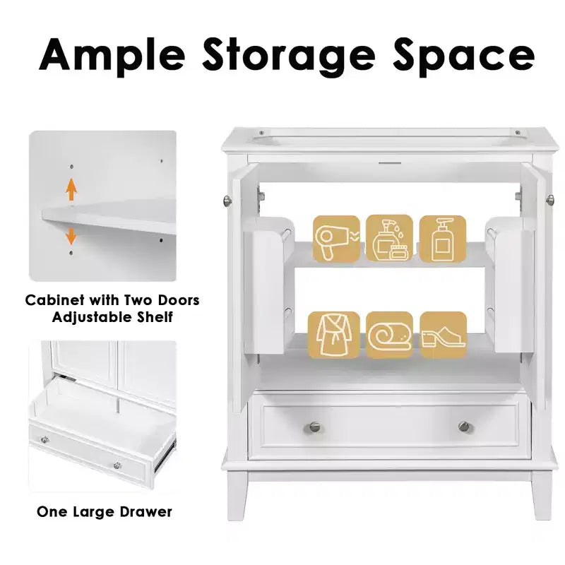 Mobile Bagno da 75 cm con Lavabo e Armadietto Contenitore