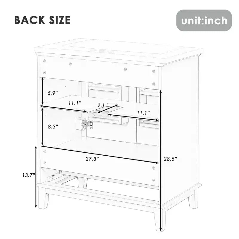 Mobile Bagno da 75 cm con Lavabo e Armadietto Contenitore