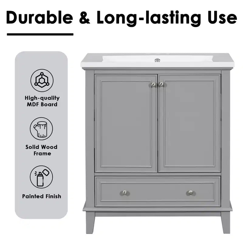 Mobile Bagno da 75 cm con Lavabo e Armadietto Contenitore