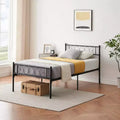 Full-size Metal Platform Bed, with Headboard, Foot Board and Storage Space, Strong Load-bearing Capacity, No Need for Springs, Easy to Assemble
