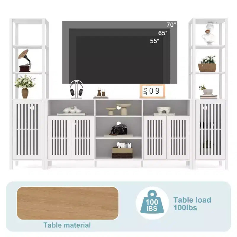 Mobile TV con libreria e mobile contenitore per TV fino a 70 pollici
