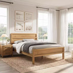 Letto moderno in pannelli di legno con testiera