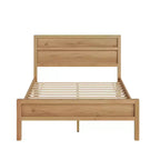 Letto moderno in pannelli di legno con testiera