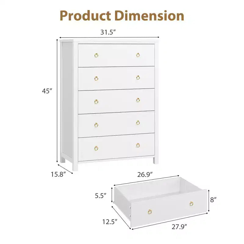 Cassettiera da 94-114 cm con 4/5 cassetti per camera da letto – Comò con contenitore per vestiti per armadio e corridoio