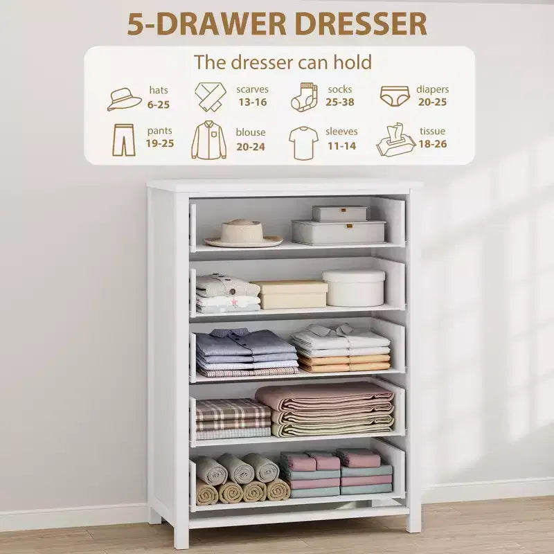 Cassettiera da 94-114 cm con 4/5 cassetti per camera da letto – Comò con contenitore per vestiti per armadio e corridoio