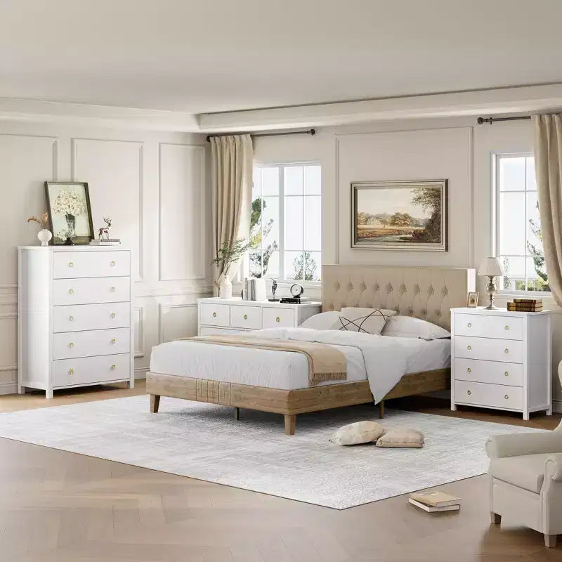 Cassettiera da 94-114 cm con 4/5 cassetti per camera da letto – Comò con contenitore per vestiti per armadio e corridoio