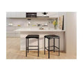 24 Bar Stools Set of 2 with Footrest, Counter Height Backless Barstools with Metal Frame, Upholstered PU Leather Seats, Modern Kitchen Stools