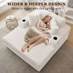 Chaise longue imbottita con portabicchieri e porte USB