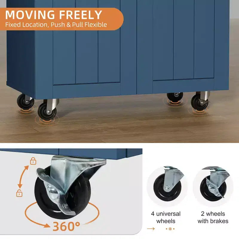 Carrello da Cucina in Legno con Doppio Armadietto, Cassetto e Portasciugamani – Carrello Contenitore su Ruote