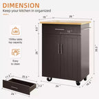 Carrello da Cucina in Legno con Doppio Armadietto, Cassetto e Portasciugamani – Carrello Contenitore su Ruote