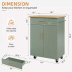 Carrello da Cucina in Legno con Doppio Armadietto, Cassetto e Portasciugamani – Carrello Contenitore su Ruote