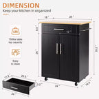 Carrello da Cucina in Legno con Doppio Armadietto, Cassetto e Portasciugamani – Carrello Contenitore su Ruote