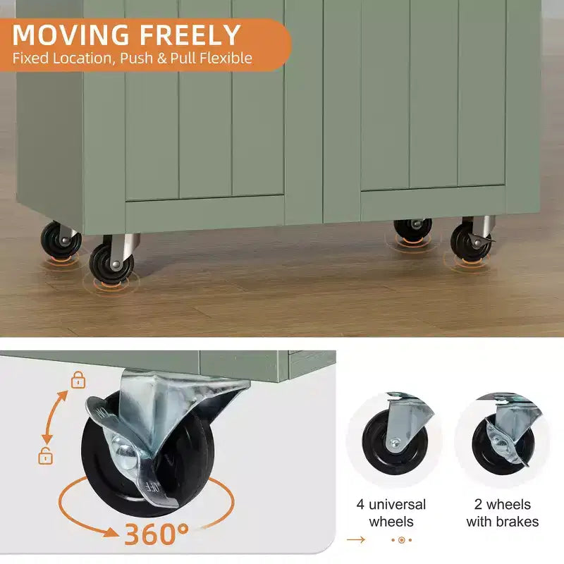 Carrello da Cucina in Legno con Doppio Armadietto, Cassetto e Portasciugamani – Carrello Contenitore su Ruote