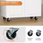 Carrello da Cucina in Legno con Doppio Armadietto, Cassetto e Portasciugamani – Carrello Contenitore su Ruote