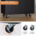 Carrello da Cucina in Legno con Doppio Armadietto, Cassetto e Portasciugamani – Carrello Contenitore su Ruote