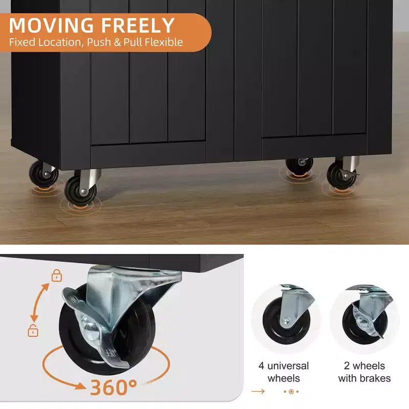 Carrello da Cucina in Legno con Doppio Armadietto, Cassetto e Portasciugamani – Carrello Contenitore su Ruote