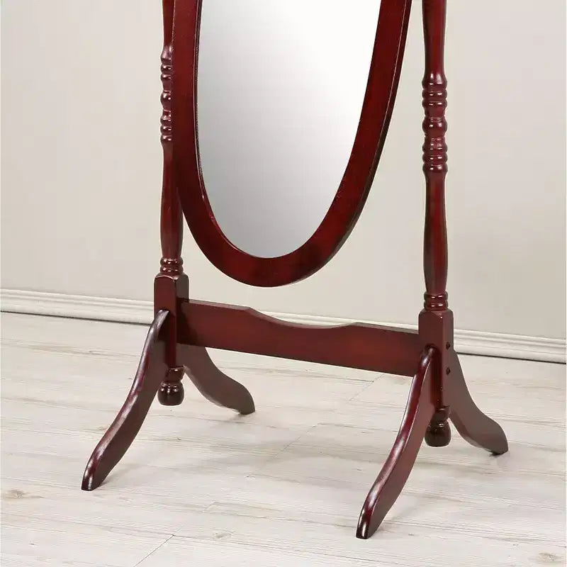 Specchio a Figura Intera Autoportante con Cornice in Legno – Ciliegio